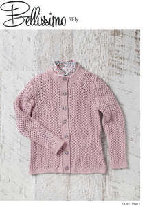 Bellissimo TX351- Girls Lacy Cardigan in 5-ply / Sport for ages 2 years to 8 years