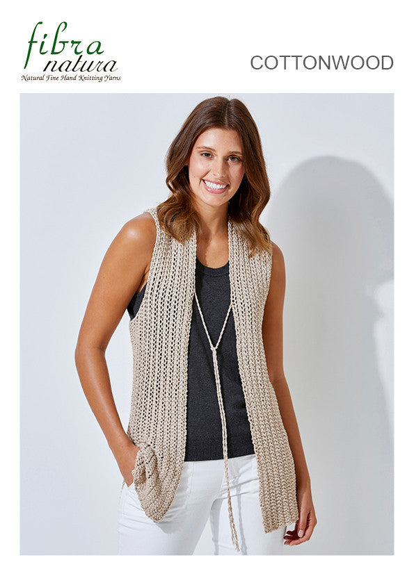 Fibra Natura TX378 - Ladies Retro Vest in 8-ply / DK Cotton or Cotton-Blend