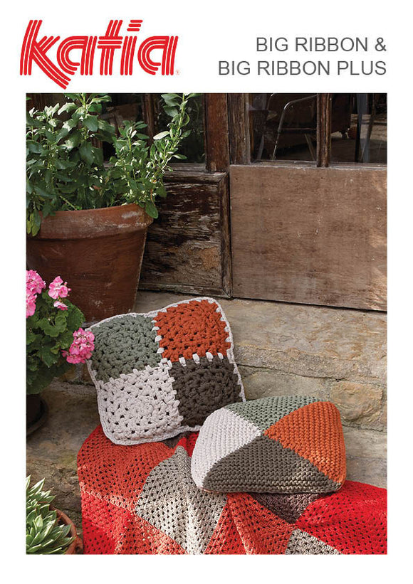 Katia TX387 - Crocheted Cushion and Knitted Cushion in Super Chunky Yarn