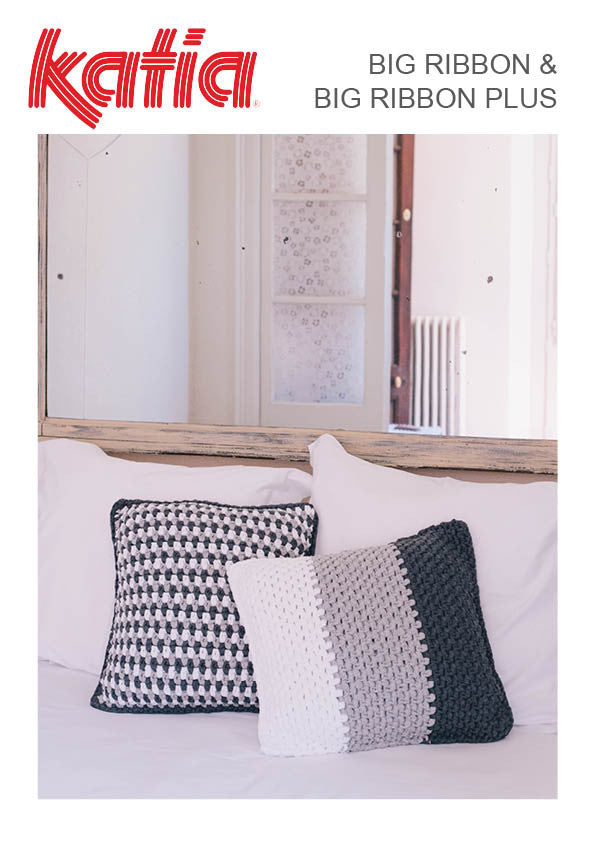 Katia TX392 - Two crocheted Cushions in Super Chunky Yarn