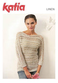 Katia TX416 - Ladies Dolamn Sleeve Summer Top in 8-ply / DK Linen or Linen-Blend