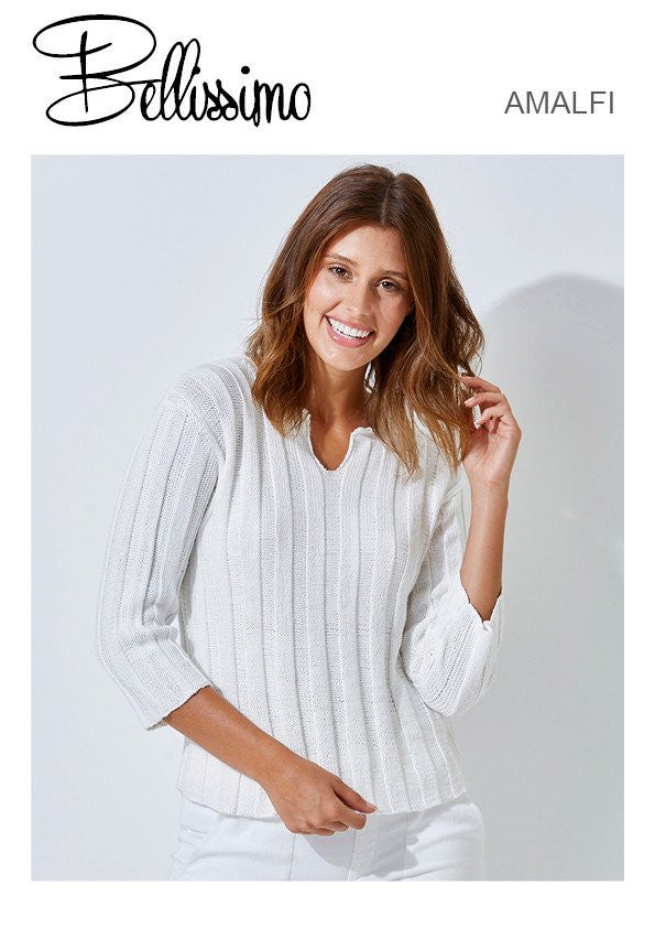 Bellissimo Amalfi TX538 - Ladies Ribbed Pullover with 3/4 Sleeves in 8-ply / DK