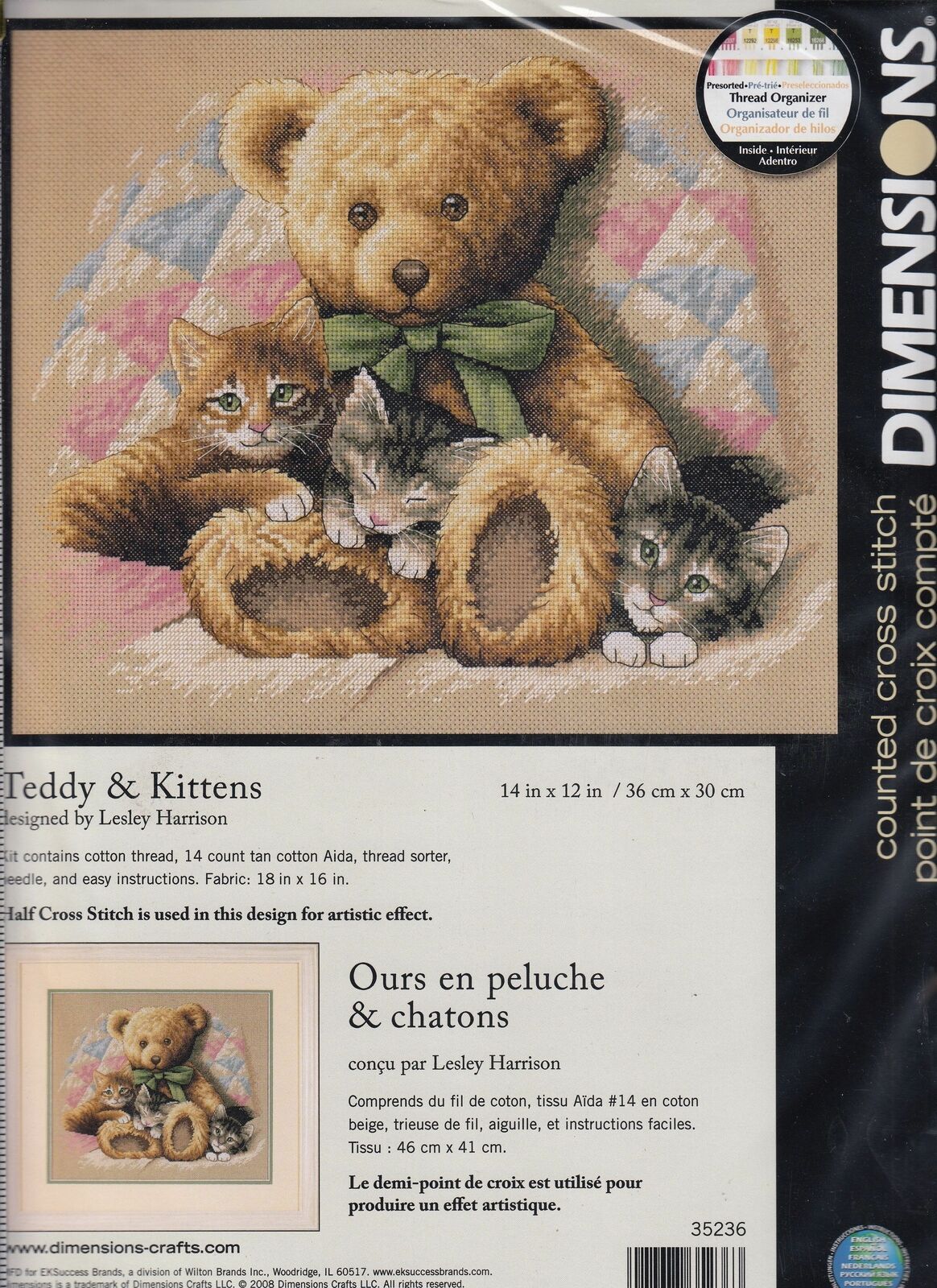 Dimensions Counted Cross Stitch Kit - Teddy and Kittens