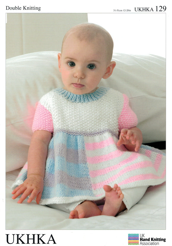 UKHKA 129 - Baby Dress in DK / 8-ply