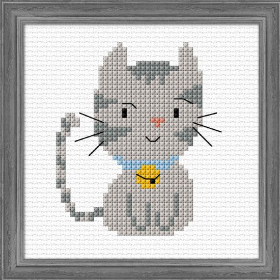 CraftCo Cross-stitch kit for children - Silver Kitten