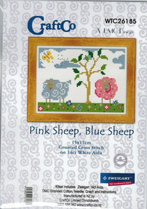 CraftCo Cross Stitch Kit - Pink Sheep, Blue Sheep