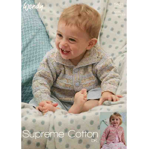 Wendy Knitting Pattern 5421 - Cardigan with two neck options in DK / 8-ply for ages 0 months to 5 years