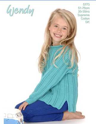 Wendy Knitting Pattern 5773 - Girls Roll-Neck Sweater in 8-ply / DK for ages 8 to 16