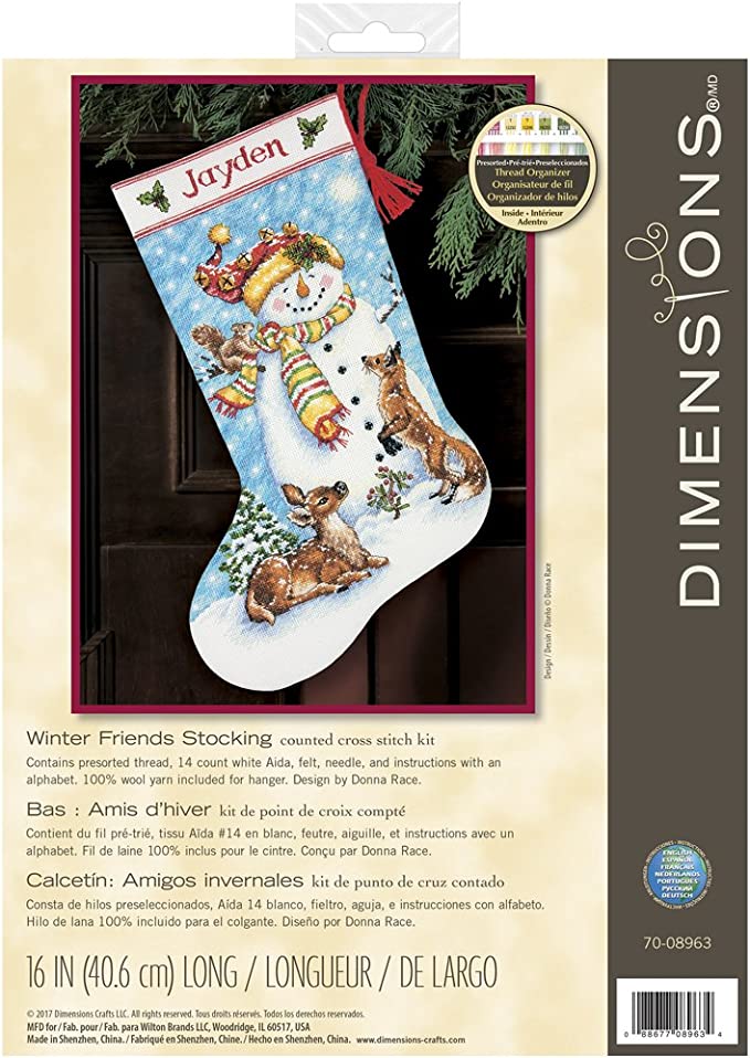 Dimensions Counted Cross Stitch Kit - Christmas Stocking Winter Friends