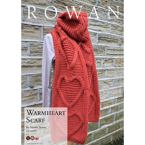Rowan Knitting Pattern - Warmheart Cabled Scarf with Heart Motif by Martin Storey using Rowan Big Wool