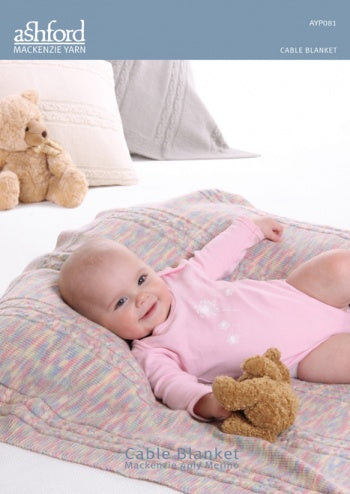 Ashford Mackenzie Knitting Pattern AYP081 - Baby Blanket in 4-Ply / Fingering
