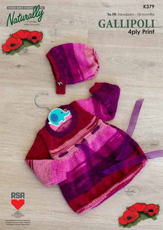 Naturally Knitting Pattern K379 - Babies Dress and Hat in 4-ply / Fingering for ages Newborn to 18 months