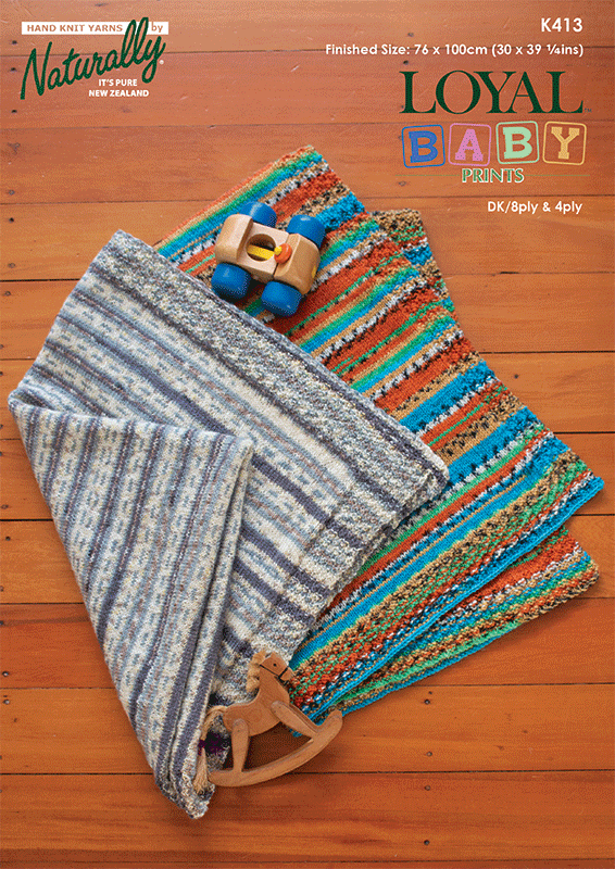 Naturally Knitting Pattern K413 - Easy Baby Blanket / Throw in 4-ply / Fingering or 8-ply
