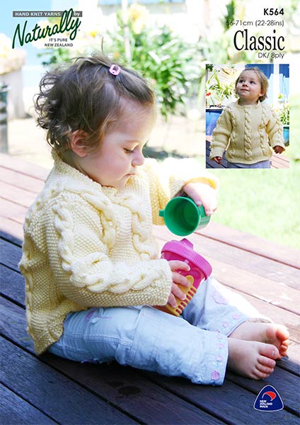 Naturally Knitting Pattern K564 - Babys Cabled Pullover in 8-ply / DK
