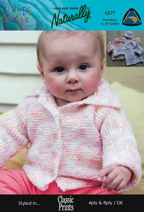 Naturally Knitting Pattern K577 - Baby Jacket & Hat in 4-Ply / Fingering or 8-ply / DK for Ages Premie to 18 months