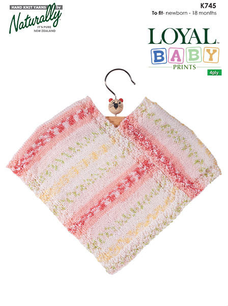 Naturally Knitting Pattern K745 - Babies Poncho in 4-ply / Fingering for ages Newborn to 18 months