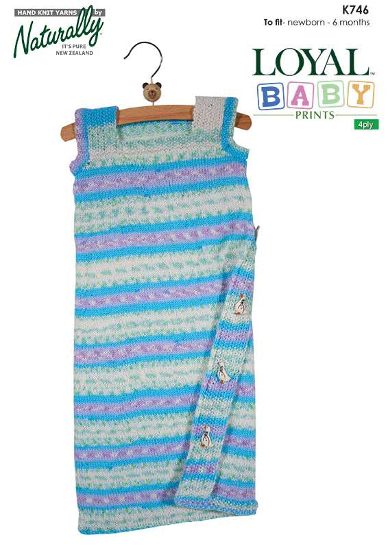 Naturally Knitting Pattern K746 - Babies Sleeping Bag in 4-ply / Fingering for ages Newborn to  to 6 months