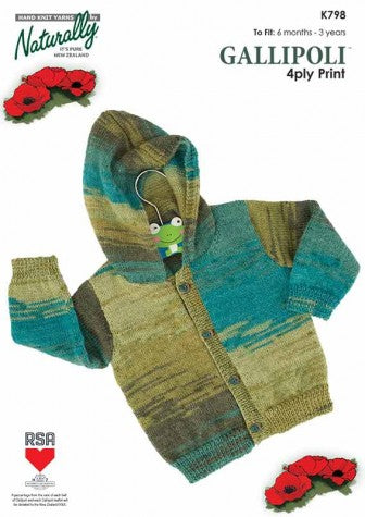 Naturally Knitting Pattern K798 - Babies / Childs Hoodie in 4-ply / Fingering for ages 6 months to 3 years