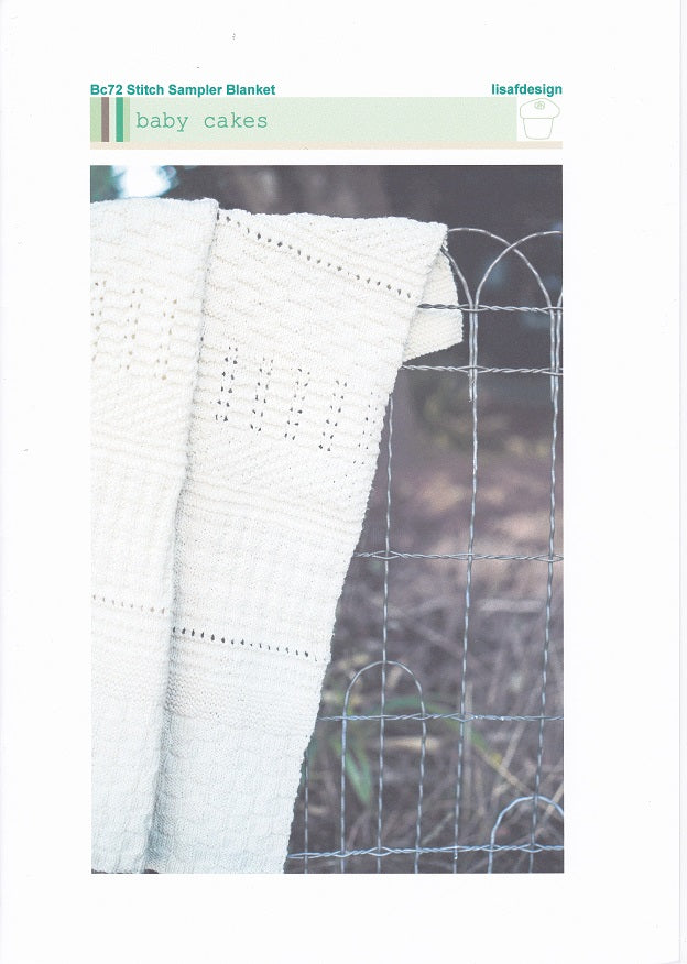 Baby Cakes Knitting Pattern 72 - Stitch Sampler Blanket in two sizes using 8-ply / DK