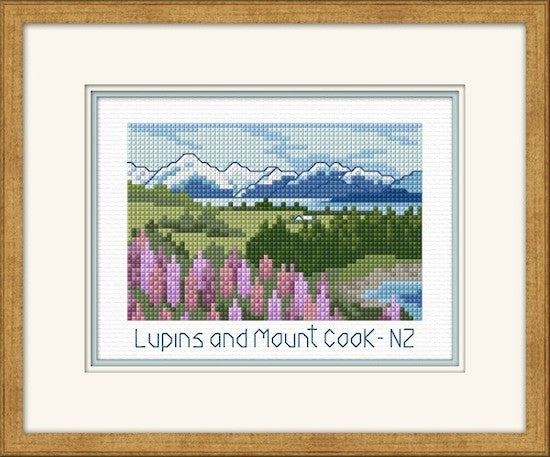CraftCo Cross-stitch kit - Lupins and Mt Cook