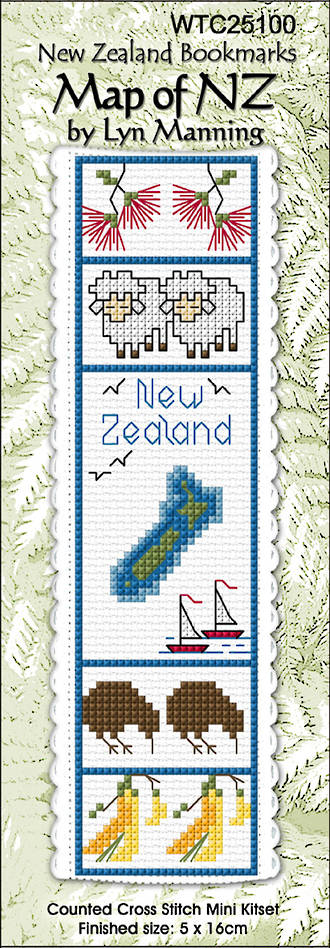 CraftCo Cross-stitch bookmark kit - Map of NZ