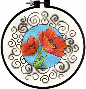 Dimensions Learn A Craft Counted Cross-Stitch Kit - Poppies (includes hoop!)