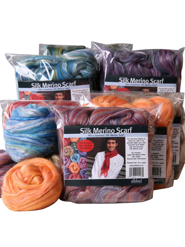 Silk Merino Scarf Felting Kit - Mulberry