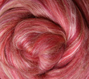Silk Merino Sliver Fibre - Pomegranate colour