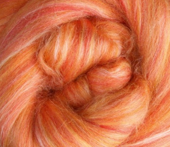 Silk Merino Sliver Fibre - Saffron colour