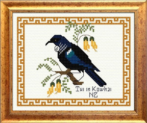 CraftCo Cross-stitch kit - Tui in Kowhai with border