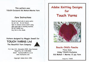 Adobe Knitting Pattern - Childs Boucle Poncho