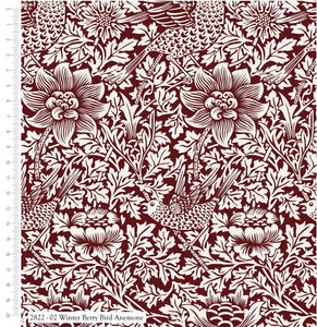 William Morris Winter Berry Collection - Bird & Anemone in Red on White