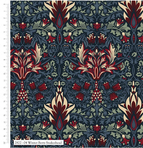 William Morris Winter Berry Collection - Snakehead on Navy