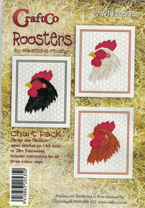 Cross-stitch chart - Set of 3 Rooster charts