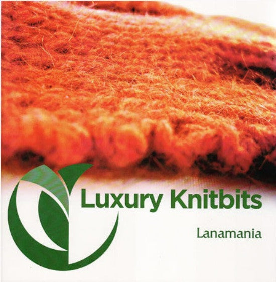 Cover of the Zealana Luxury Knitbits book featuring a close-up of a knitted orange fabric with the Zealana logo and the text 'Luxury Knitbits'.